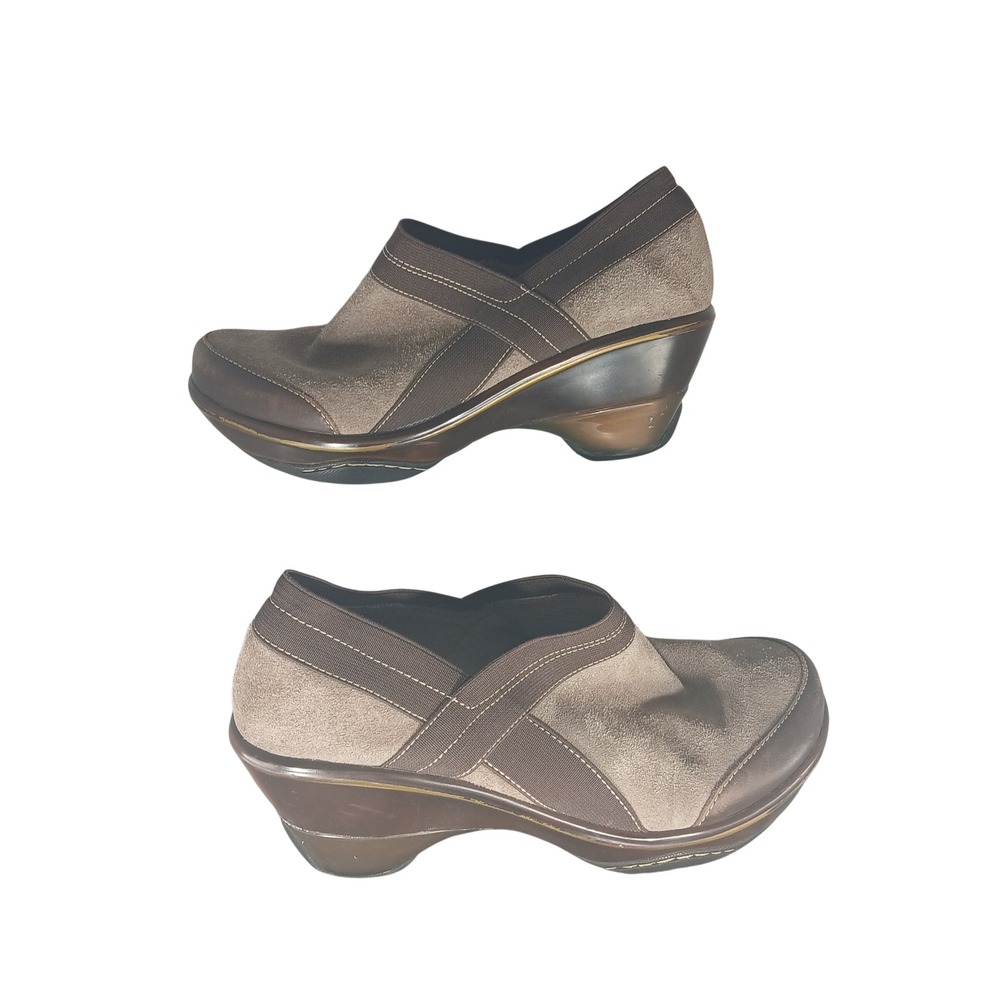 Jambu Cali Classic Brown Suede‎ Leather Wedge Loafers Clogs Womens 7.5 M
